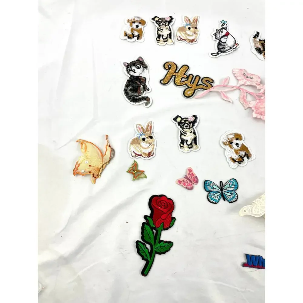 40 PC Assorted Sewing Applique Patches Iron on Sew On‎ NEW Mixed Sequin Crafting